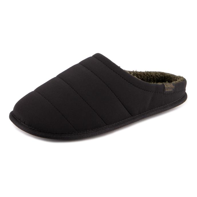 Isotoner® Mens Sport Quilted Mule Slipper With Cosy Lining Black Extra Image 2